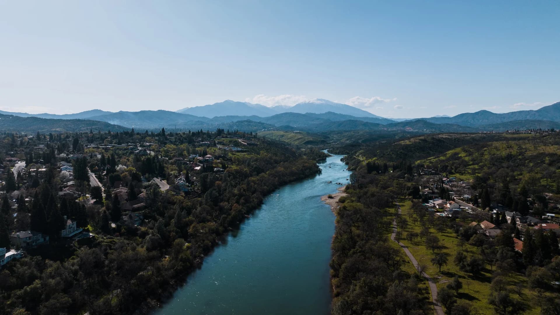 Aerial view of Redding and the Sacramento River