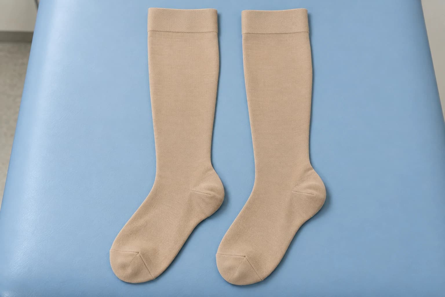 Illustrative pair of knee-high compression stockings